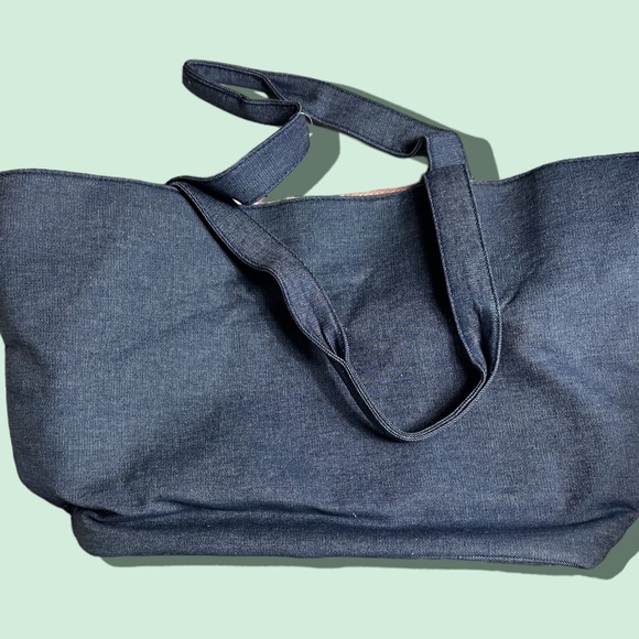 NWT Victoria’s Secret Denim Black Lace Corset Pink Silk Lined Tote Bag - Picture 10 of 10